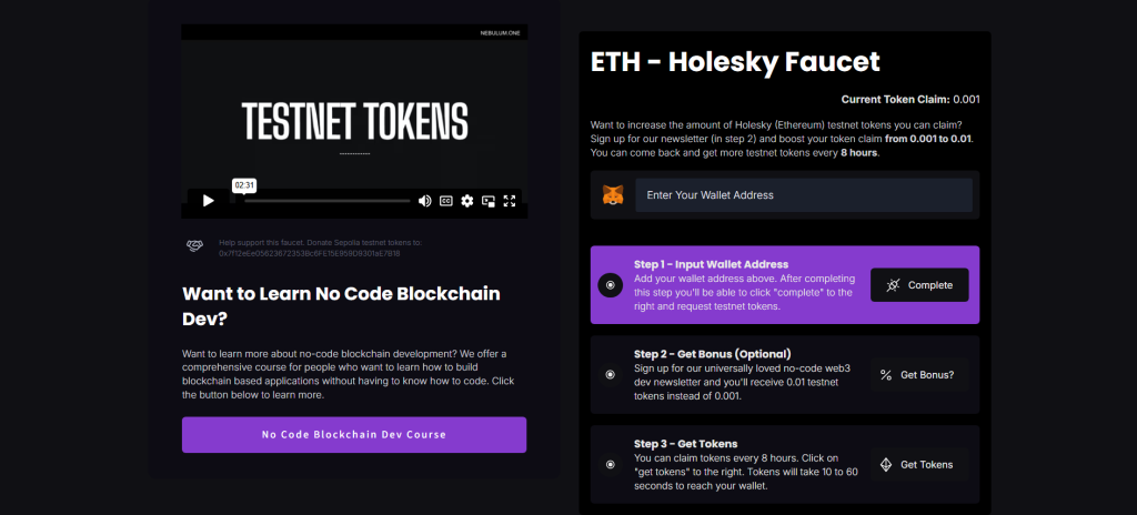 Holesky faucent testnet