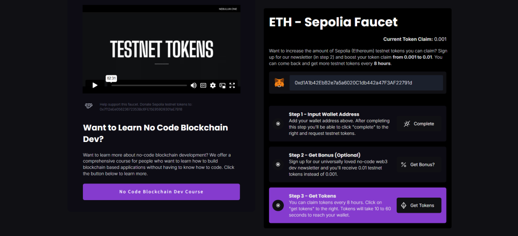 Sepolia testnet faucet