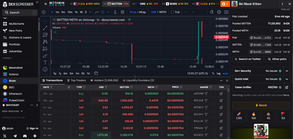 DEX Screener token pair